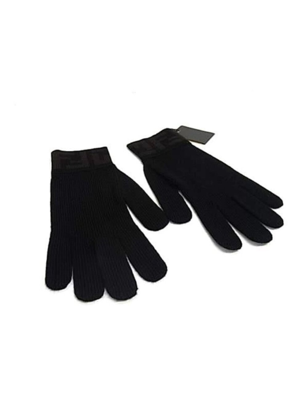 Fendi Zucca Pattern Wool 100% Gloves Black Brown